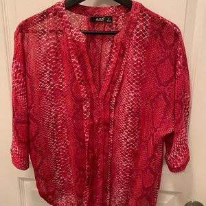 ANA Sheer Magenta Snake Print Blouse - Medium